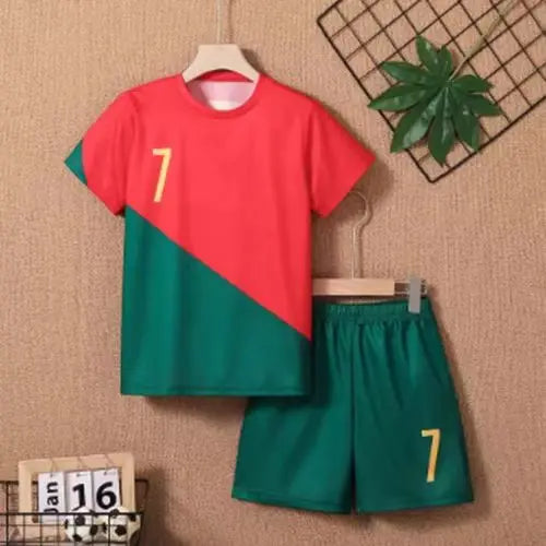 Children's Sports Breathable Set Clothing Two Piece Sweat-absorbing Lightweight Outdoor Grass Sports.