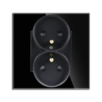 Frankreich Standard Doppelsteckdosen Französische Typ-C-Steckdosen 110-250 V Glasscheibe USB-Ladeanschluss Elektrischer Stecker Heimwerker