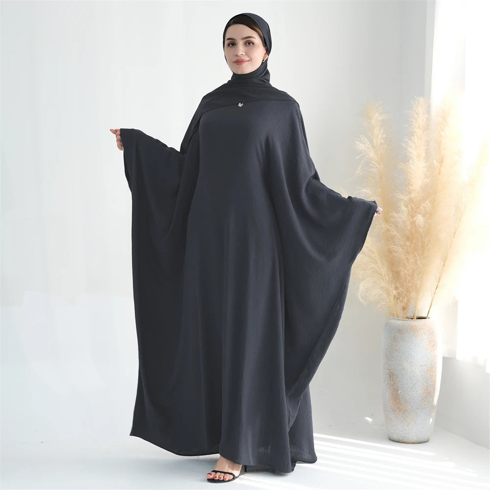 Ramadan Eid Baumwolle Leinen Khimar Abaya Set Dubai Muslim Sets Hijab Kleid Kaftan Abayas Kaftan Marocain Femme Vestidos Para Mujer.