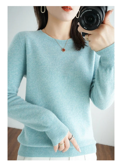 Herbst und Winter Kaschmirpullover Damen Rundhalspullover lässig gestrickt Top Damen kurze Unterwolle Mode 18 Farben