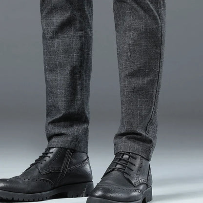 Spring Autumn Korea Plaid Pants Men Fashion Comfortable Elastic Casual Business Trousers Male Formal  Suit Pant.