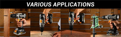 Die 20-V-Akku-Bohrmaschine von DEKO verfügt über zwei Wechselgeschwindigkeiten. 18+1 Drehmomentschraubendreher. 29-teiliges Bohrset mit 1,5-Ah-Akku und Ladegerät