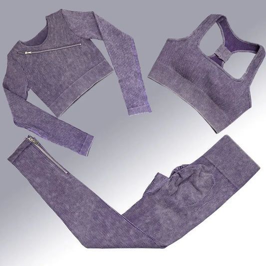 Yoga Suit High Waist Leggings Running Training Tights Sports Outfits Long Sleeve Crop Top Bra Seamless Fitenss Set Fitness Wear.