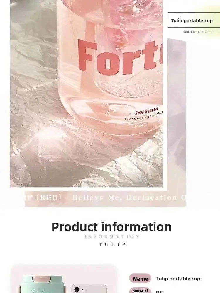 High Aesthetic Large Capacity Portable Sports Straw Cup for Girls Summer New Tea Separator Student Cup Water Bottle Gift.