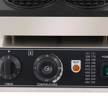 1750W Round Grid Non-Stick Waffle Maker 220V Temperature Adjustable Stainless Steel Waffle Baker Machine for Home Dessert Stores.