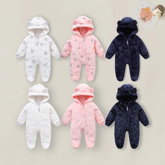 AYNIGIELL 0-12M Cartoon Neugeborenen Body Warme RompersSoft Neugeborenen Baby Kleidung Flanell Herbst Winter Baby Jungen Mädchen Overall