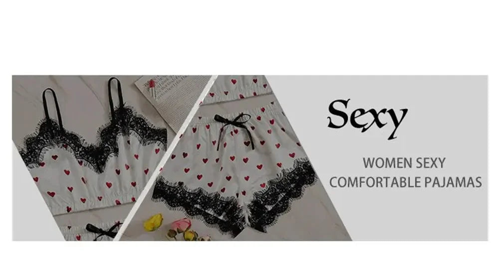 2PCS Pyjama Anzug Frauen Mode V-ausschnitt Stretch Satin Spitze Sexy Dessous Bowknot Pyjamas Schlaf Shorts Set Nachtwäsche Sling Set neue.