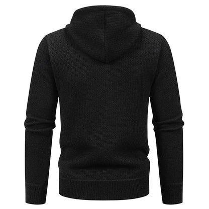 Winter men's sweater knit sweater jacket, men's cardigan hooded Slim padded sweater.