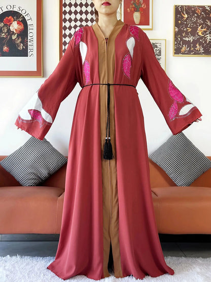 High Grade Fabric Women Party Dress Chiffon Open Abaya Muslim Women Dress Islamic Clothing Cardigan Abaya Women Muslim Dress.