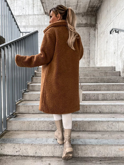 2025 frauen Winter Faux Wolle Mischungen Warme Mantel Einreiher Oberbekleidung Teddy Plüsch Mäntel Weibliche Chic Streetwear Mäntel 5XL.