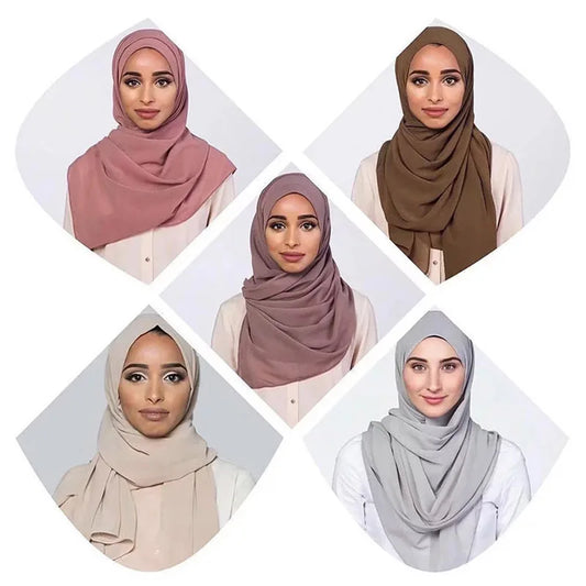 Muslim Chiffon Hijab Scarf Women Long Solid Color Head Wrap For Women Hijabs Scarves Ladies Muslim Veil Jersey Hijabs.