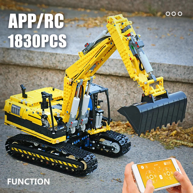 MOULD KING 13112 Technical Car Toys The MOC-2513 APP&RC Motorized Excavator Model Building Blocks Bricks Kids Christmas Gift.