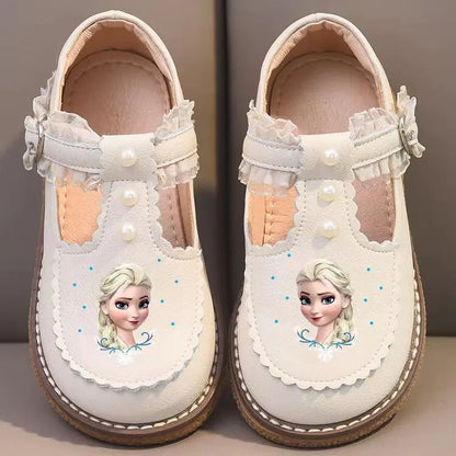Disney Children's Girls' Leather Casual Shoes Spring Frozen Princess Girls' Soft Sole Non-slip Shoes Baby Shoes Lolita Girls.