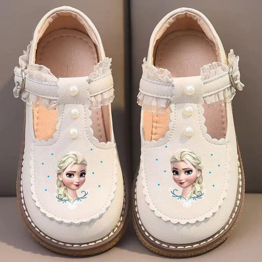 Disney Children's Girls' Leather Casual Shoes Spring Frozen Princess Girls' Soft Sole Non-slip Shoes Baby Shoes Lolita Girls.