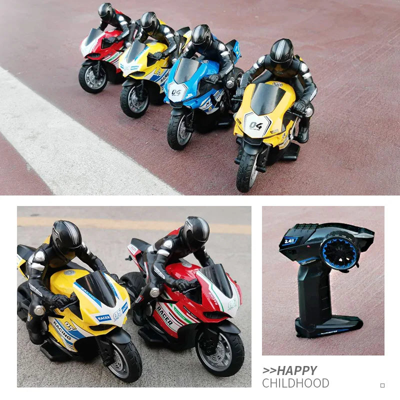 1/ 10 2.4G High Speed Remote Control RC Stunt Motorbike  drift Car 30mins Drive Racing Motorbike RC Motorcycle Toy model.