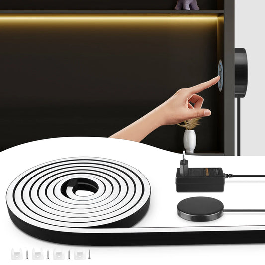 24V LED Strip High Quality Black Silicone LED Neon Light Tube Touch Motion Sensor Switch DIY Kitchen Cabinet Bedroom Backlight.