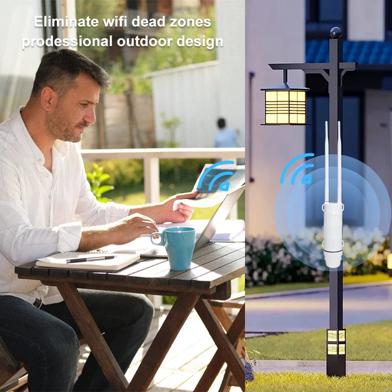 KuWFi AC1200 Outdoor CPE Router 1200Mbps 2.4G 5G Dual Band Wireless Wi-Fi Gigabit RJ45 Port Detachable Antennas 48V POE Repeater.