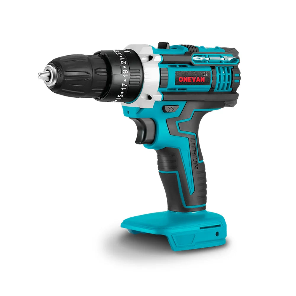ONEVAN Elektrischer Schlagbohrschrauber, 25 + 3 Drehmoment, multifunktional, 2 Gänge, Akku-Bohrhammer, Elektrowerkzeug für Makita 18 V Akku-Stift