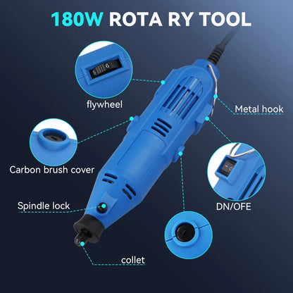 Podofo 80 Stück multifunktionale elektrische Mini-Bohrmaschine mit 6 einstellbaren Geschwindigkeiten, Graveur, Polierer mit Drehwerkzeug-Set