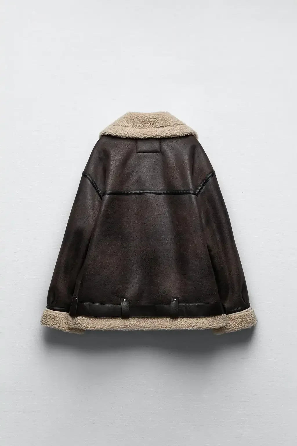 Frau dicke warme doppelseitige Faux Shear ling Jacke Herbst Winter neue Revers Langarm Gürtel Saum Reiß verschluss weibliche Oberbekleidung