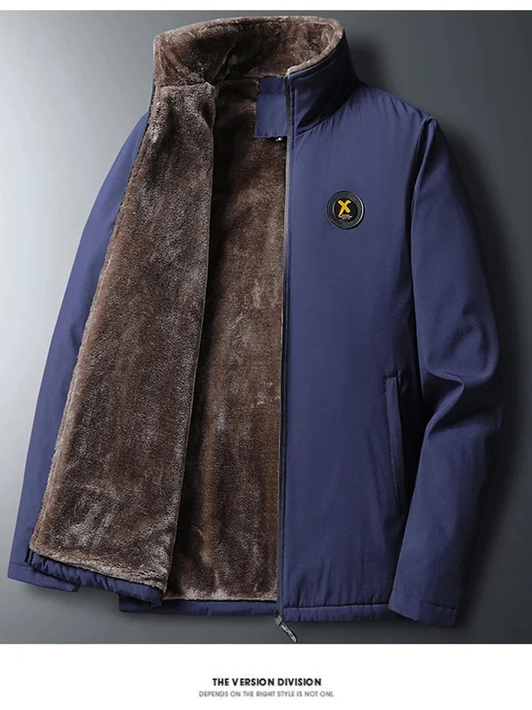 2024 New Men's Padded Cotton Clothing Fashion Casual Solid Color Windproof Lapel Long-Sleeved Jacket Street Beat Men's.