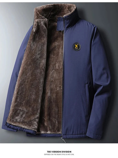 2024 New Men's Padded Cotton Clothing Fashion Casual Solid Color Windproof Lapel Long-Sleeved Jacket Street Beat Men's.