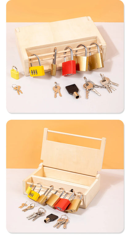 Montessori Unlocking Toys Learning Locks With Keys Children Educational Game Fine Motor Training Sensory Materials Teaching Aids.
