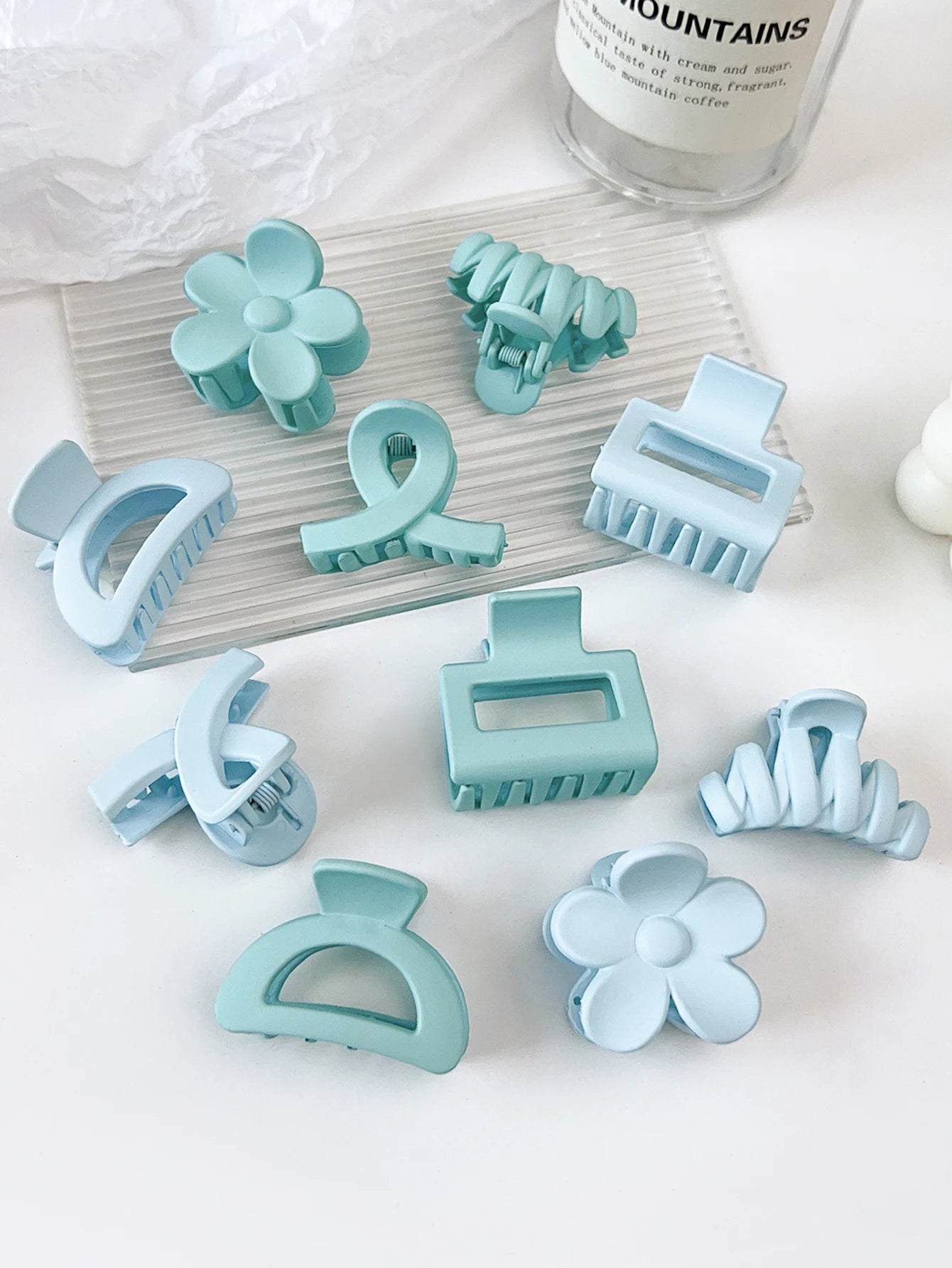 10 Pcs Pink Small Claw Clips Set,Matte Tiny Flower Jaw Clips for Women Girls,5 Style Nonslip for Thin Medium Fine Hair