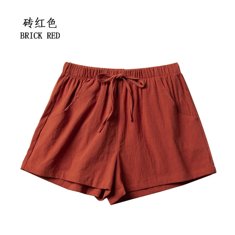 Summer Cotton Linen Shorts Women High Waist Oversize Shorts Short Pants Women Fashion Casual Sports Shorts Female S-XL