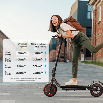 ISCOOTER W7 Electric Scooter Adults 650W motor 36V10.5Ah E-Scooter 8.5"Inflatable road Tires Foldable EScooter.