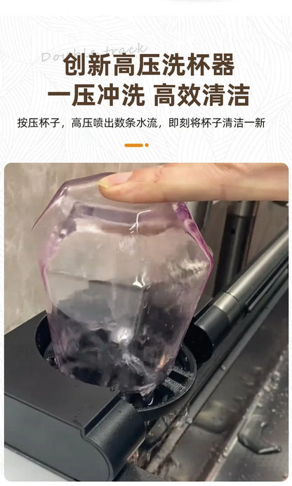 304 Edelstahl Wasserfall Küchen spüle große Einzels chlitz integrierte Digital anzeige Wasserhahn Set Seifensp ender Tasse Waschmaschine