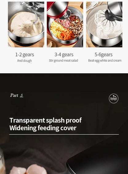 DIVEDEER Kitchen food mixer 3.5L stainless steel bowl cream egg mixture cake dough kneading machine 600W vertical mixer.