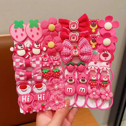 20pcs/Set Children's Hair Accessories Elastic And Scrunchies Hair Bands Resin Cartoon Animals Hair Rope Sweet Cute Ponytail Hold.