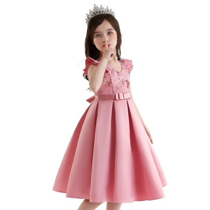 3-10 Y Pailletten Blumen Stickerei Mädchen Kleid Sommer Ärmellose Prinzessin Party Kleider Weihnachten Geburtstag Geschenk Kind Casual Kleidung.
