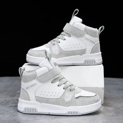 Luxury Design Girls Shoes Autumn Children Sneaker Autumn PU Leather High Top Shoes for Kids Sports Tennis Fashion Girl Sneaker.