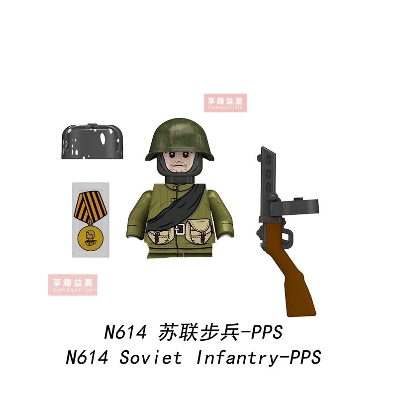 Military affairs Private Soviet Infantry Afrika Korps Building Blocks Model Bricks mini Action toy Figures Toy gift for children.