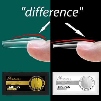 16 Sizes Curved Arch Soft Gel False Nail Tips Full Cover Press on Almond Capsules French Coffin Artificial Fake Nails Extension.