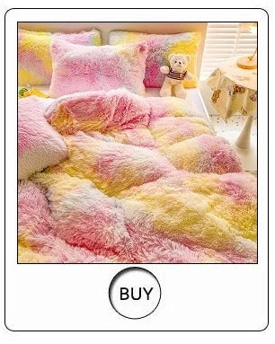Luxury Faux Rabbit Fur Velvet Fleece Plush Soft Warm Bedding Set Super Comfortable Duvet Cover Set Blanket Bed Sheet Pillowcases