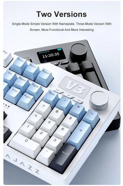 NEW Ajazz AK35I V3 MAX Tri-mode Wired Bluetooth Wireless Gaming Keyboard Gasket Full Key Hot Swap 104 Keys Customized Keyboard.