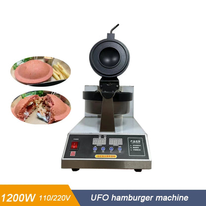 Electric 110V 220V UFO Burger Maker Non-stick Sandwich Gelato Panini Press Hot Sale Ice Cream Waffle UFO Humburger Grill Machine.