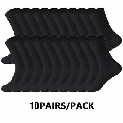 5/10/20 Pairs Neutral Solid Color Round Neck Socks Spring Autumn Sweat Absorbing Breathable Comfortable All-season Sports Socks.