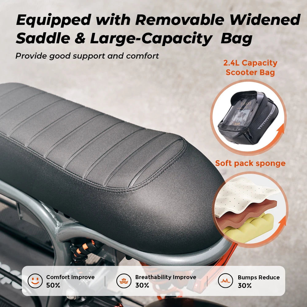 iScooter DX5 Electric Scooter With Seat and Basket 1500W 15.6Ah Scooter for Adults 72KM Range 15''Scooter with NFCs 55KM/h Speed.