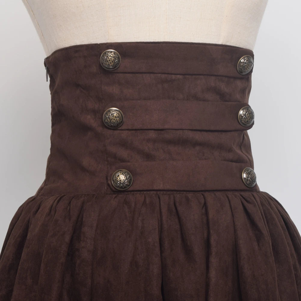 Women Renaissance Skirt Steampunk Vintage Lolita Gothic Victorian Empire High Waist Walking Skirts.