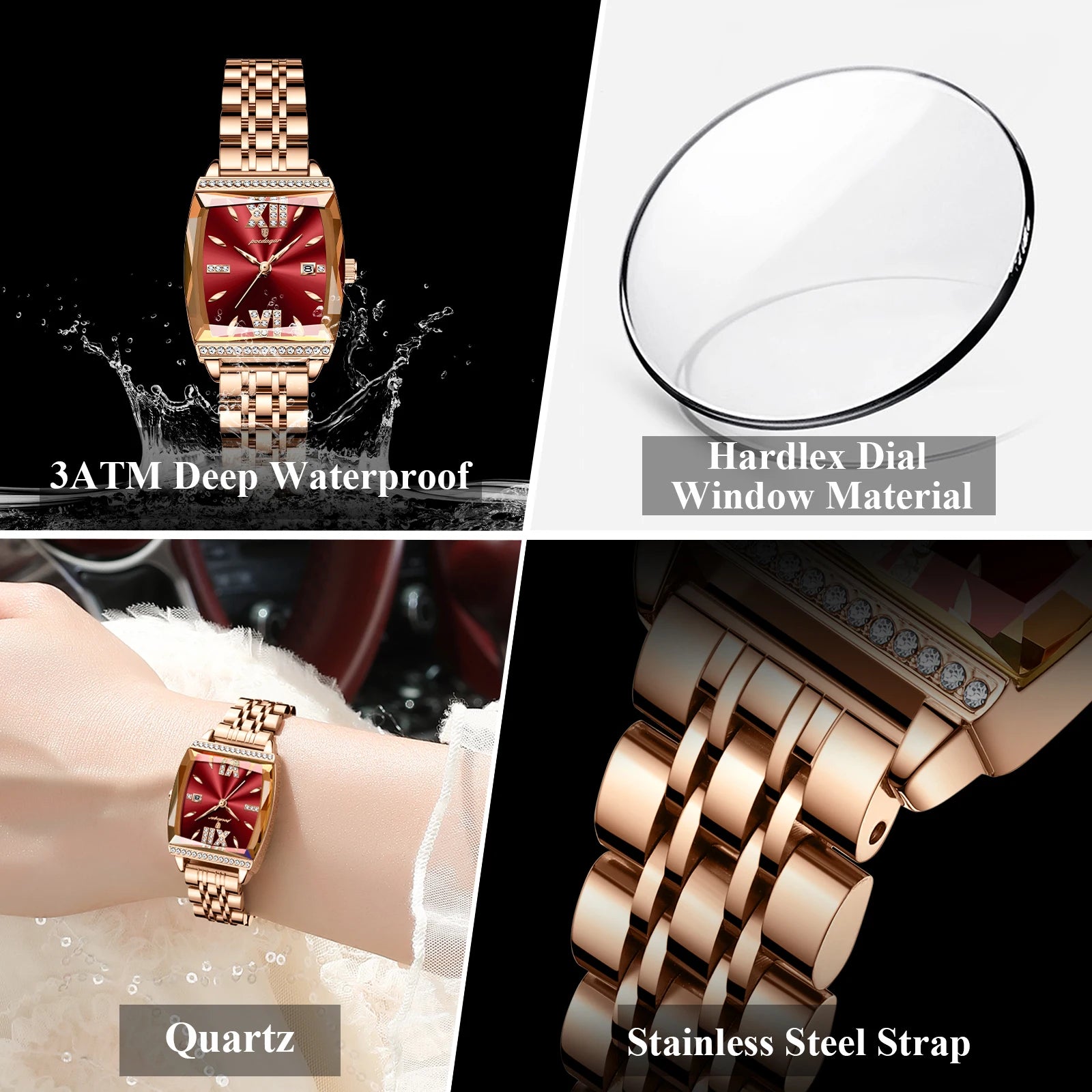 POEDAGAR Diamond Luxury Watch For Woman High Quality Waterproof Date Ladies Quartz Watch Stainless Steel Women Watches Reloj+Box.