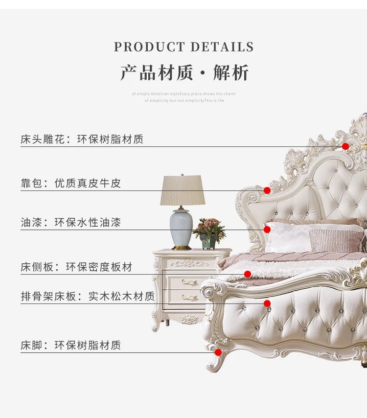 Gold Luxus gestepptes Doppelbett Holz Vintage weiche Einzelkopfteile Doppelbett Erwachsene Zuhause Camas De Dormitorio Möbel
