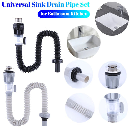 Universal Waschbecken Abflussrohr Set Versenkbare Deodorant Kanalisation Entwässerung Wasser Schlauch Waschbecken Abtropffläche Badezimmer Küche Zubehör