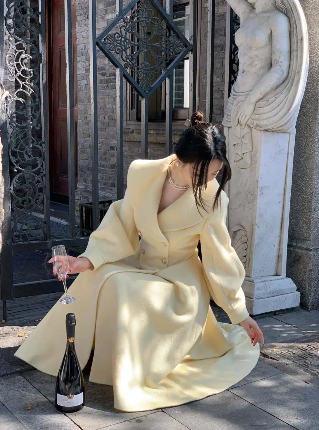 Mode frauen Lange Mäntel Winter Neue Oberbekleidung Revers Zweireiher Laterne Hülse Solide Vintage Chic Woolen Mäntel.