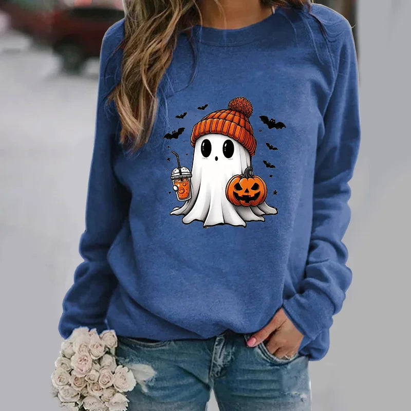 Niedliche Geister muster Pullover Frauen lässig Halloween Geist Harajuku Pullover fallen Frauen Tops