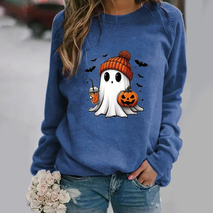 Niedliche Geister muster Pullover Frauen lässig Halloween Geist Harajuku Pullover fallen Frauen Tops