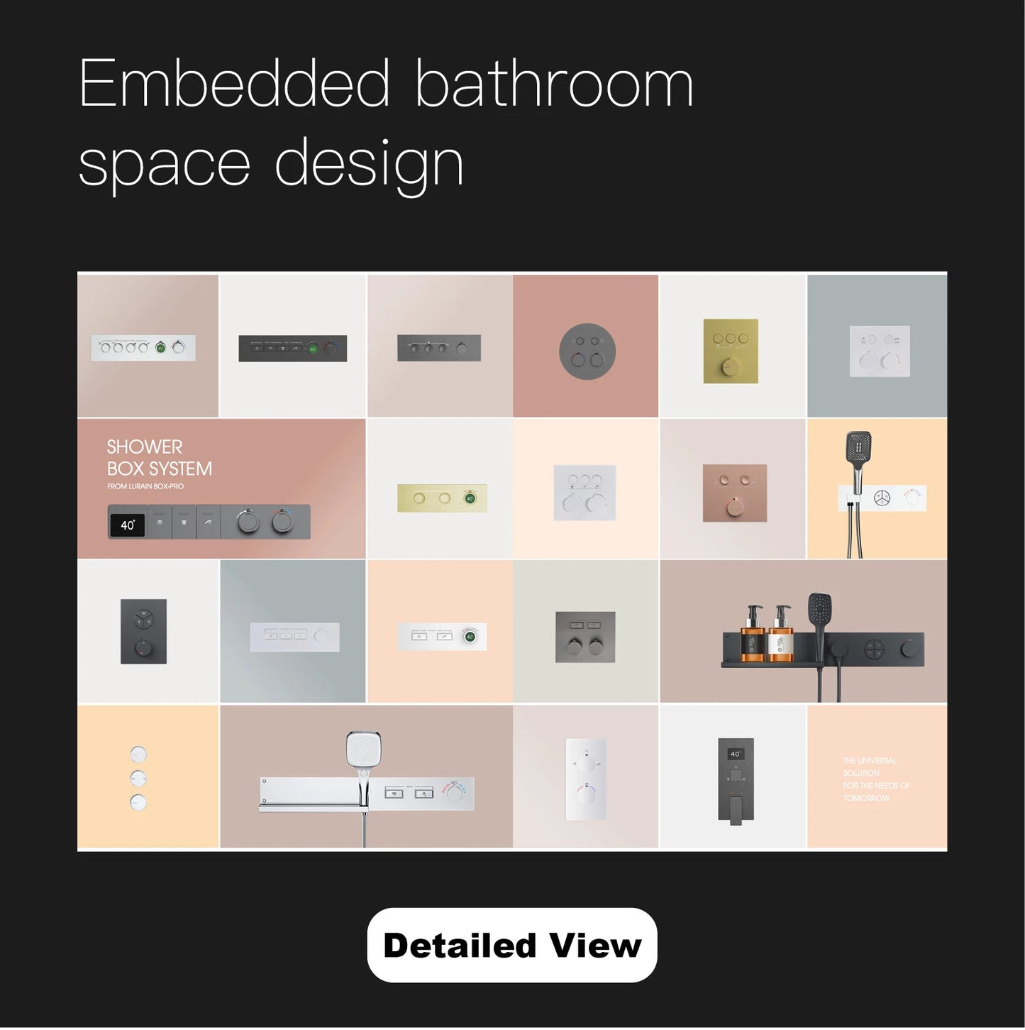 Deckenmontiertes thermostatisches LED-Digitalanzeige-Duschsystem. Eingebetteter Badmischer aus Messing im Wasserfallstil für heißes und kaltes Wasser